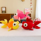 Kawaii Chubby Goldfish Plush Pillow | Giant 3D Protruding Gold Eye | Solid Colour Velvet Body | Yellow, Red & Pink | 35cm, 70cm & 100cm