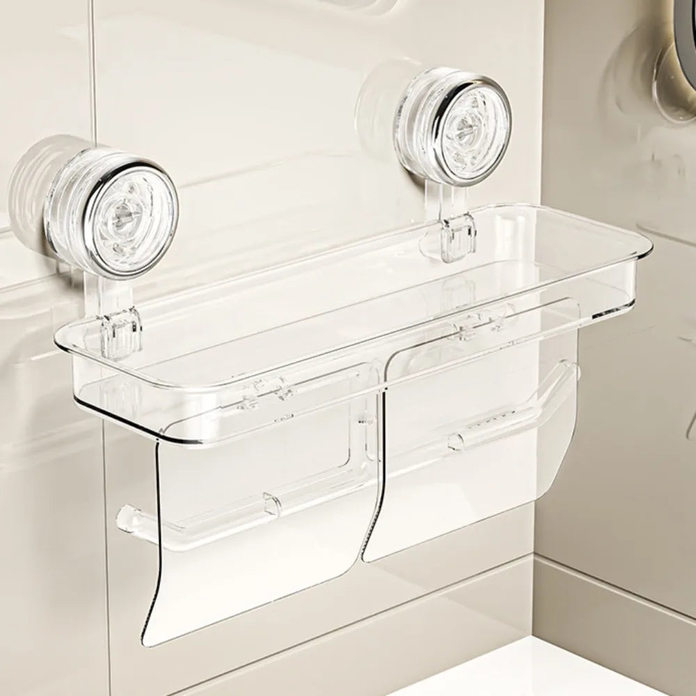 Suction Cup Toilet Paper Holder – No-Drill Wall Mount, PET & ABS, S or L