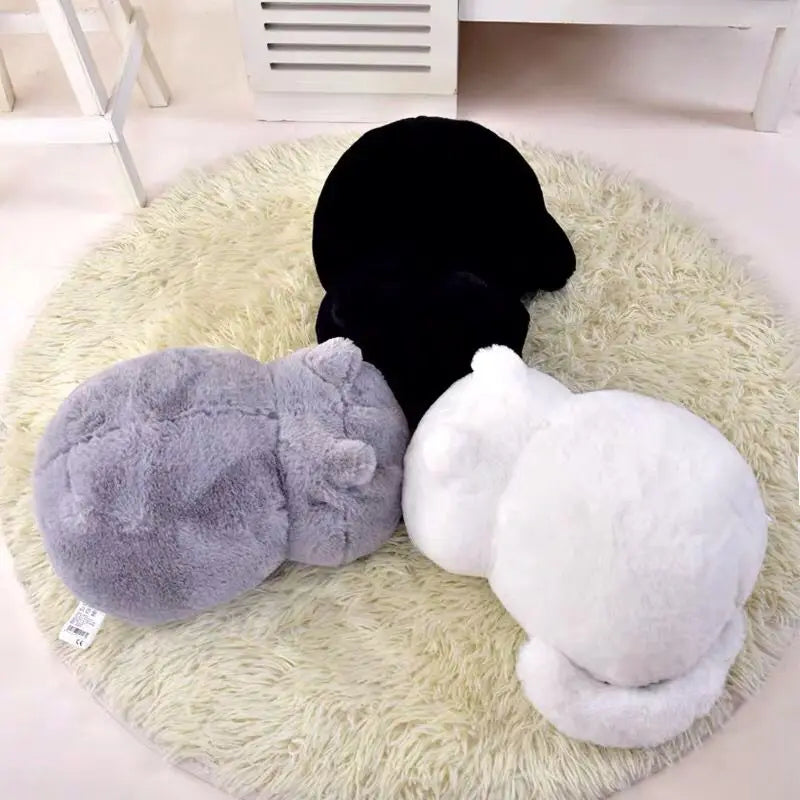 Shadow Cat Back-Facing Plush Cushion | Ultra-Soft Solid Coat | Curled Tail | 3 Colours | 33cm
