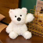 Kawaii All-White Dog Plush Stuffed Toy | Fluffy Sitting Companion | Pink Paw Accents | 2 Sizes: 33 & 45cm