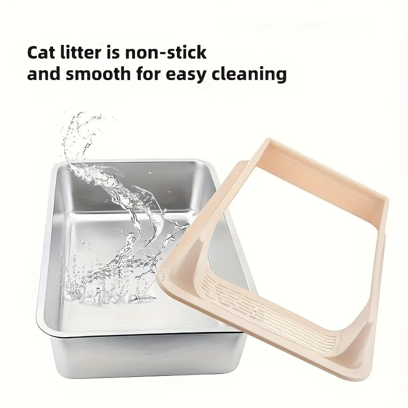 Stainless Steel Cat Litter Box | Semi-Enclosed, Splash-Proof | 15 Styles
