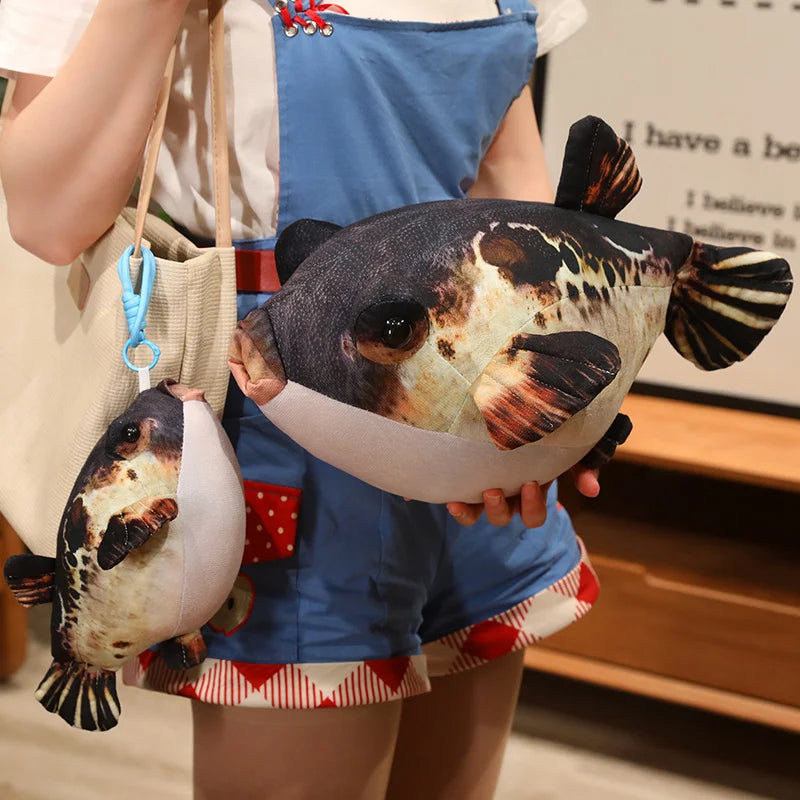Pufferfish Plush Pillow with Realistic Fish Details