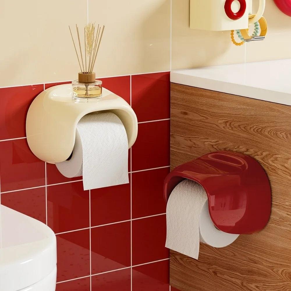 No-Drill Vintage Toilet Paper Box Holder – Wall-Mounted Waterproof PET Dispenser