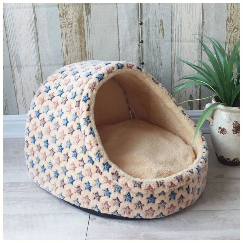 Soft Foldable Pet Cave Bed – Cosy Sleeping Nest for Dogs & Cats, S–L