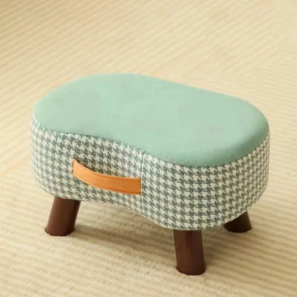 Solid Wood Cushioned Stool – Living Room Footrest & Ottoman, 6 Colours
