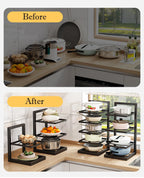 Multi-Tier Pot and Pan Organiser Rack – Carbon Steel, 2 to 5-Tier