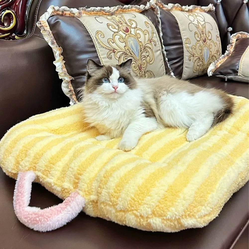 Oval Plush Pet Bed Mat | Cats & Dogs | Washable | All-Season | 4 Sizes