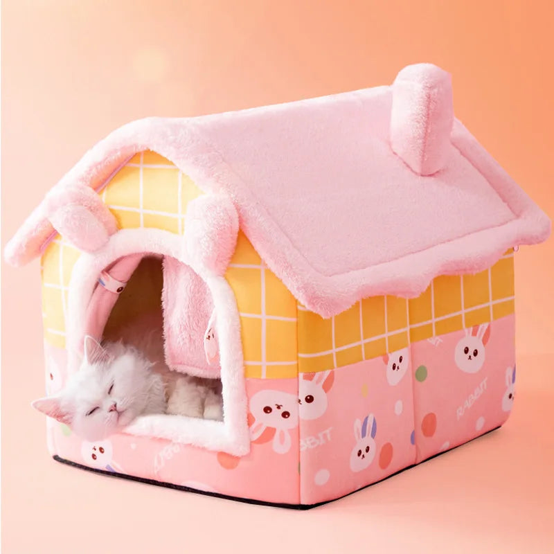 Soft Removable Pet Cave House Bed – Warm Kennel for Dogs & Cats, S–L