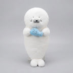 White Seal Plush Pillow – Long, Fluffy Animal Cushion