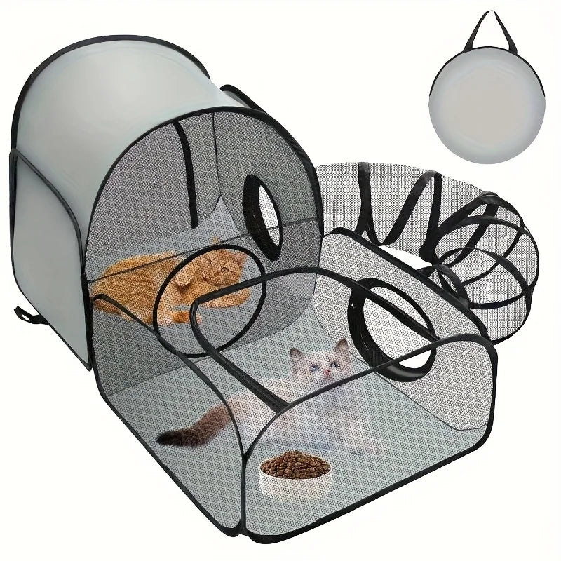 Portable Breathable Pet Pen with Tunnel – Indoor & Outdoor Enclosure