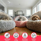 Shell-Shaped 2-in-1 Pet Bed | Semi-Enclosed Cat Nest | Plush | 3 Sizes