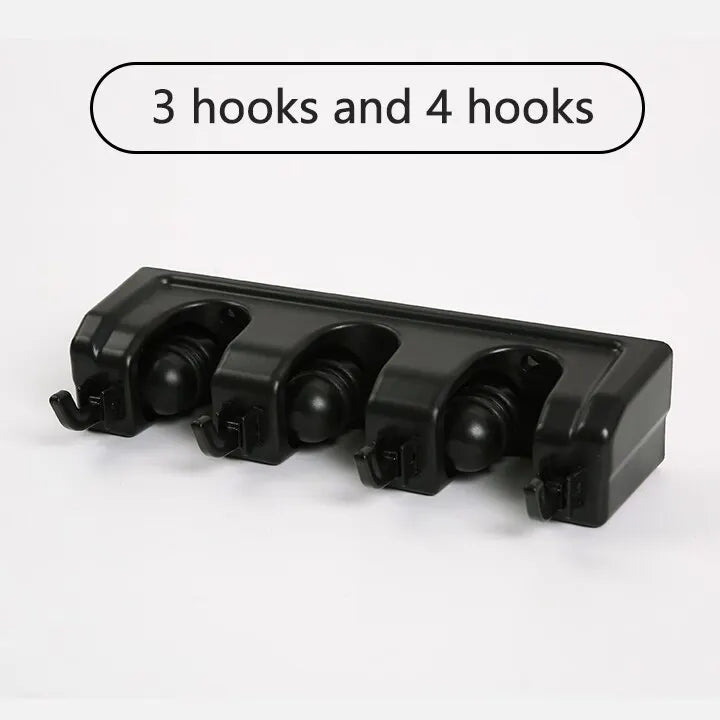 Wall-Mounted Mop & Broom Holder – Multi-Hook Cleaning Tool Rack, 4+5 or 5+6 Hooks