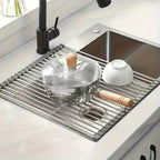 Roll-Up Stainless Steel Sink Drying Rack – Foldable Dish & Vegetable Drainer, 3 Sizes