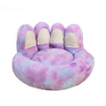 Round Faux Rabbit Fur Pet Bed | Bear Paw Design | Machine Washable | Winter Warm | 4 Sizes | 7 Colours