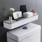 Drill-Free Wall-Mounted Corner Bathroom Shelf Caddy – Grey or Black