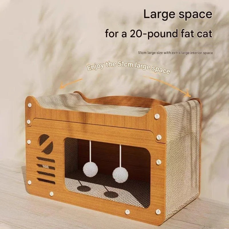 2-in-1 Cat Scratching Board & Post with Lounge Bed | 4 Styles