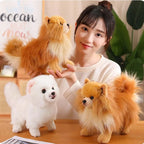 Lifelike Pomeranian Plush Stuffed Toy | Standing Pose | 3 Coat Styles | Simulation Plush | 26cm