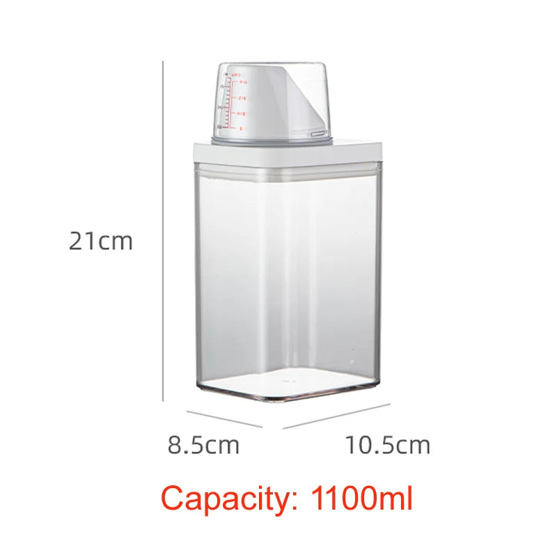 Airtight Multi-Use Storage Container with Measuring Cup – BPA-Free, Clear, 700ml to 1900ml