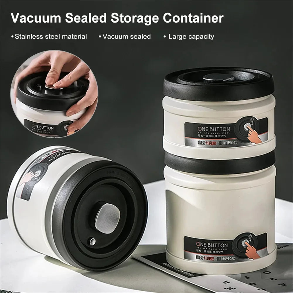 Stainless Steel Vacuum Airtight Coffee Canister – 750ml, 1100ml, 1600ml