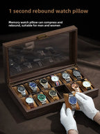 Wood Grain Leather Watch Case – 3, 6, 10 or 12 Slot Watch Organiser