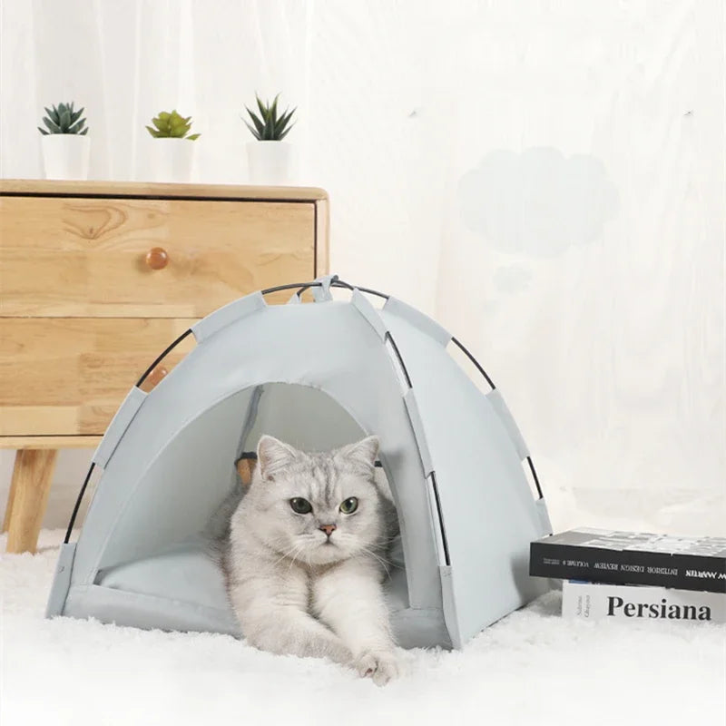 Pet Teepee Tent Bed with Cushion – Soft Cave for Cats & Small Dogs, 3 Sizes
