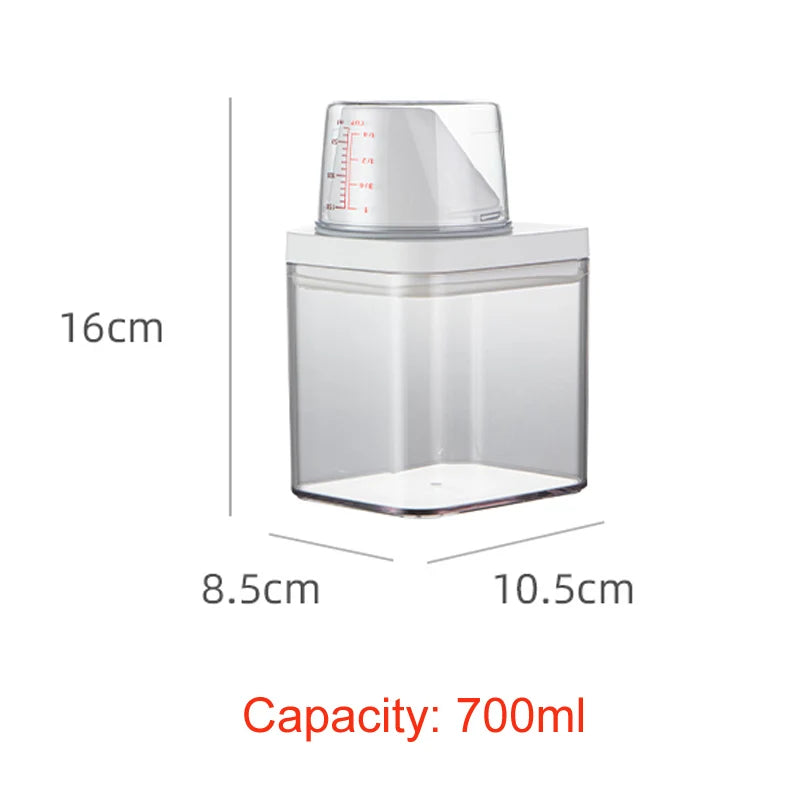 Airtight Multi-Use Storage Container with Measuring Cup – BPA-Free, Clear, 700ml to 1900ml