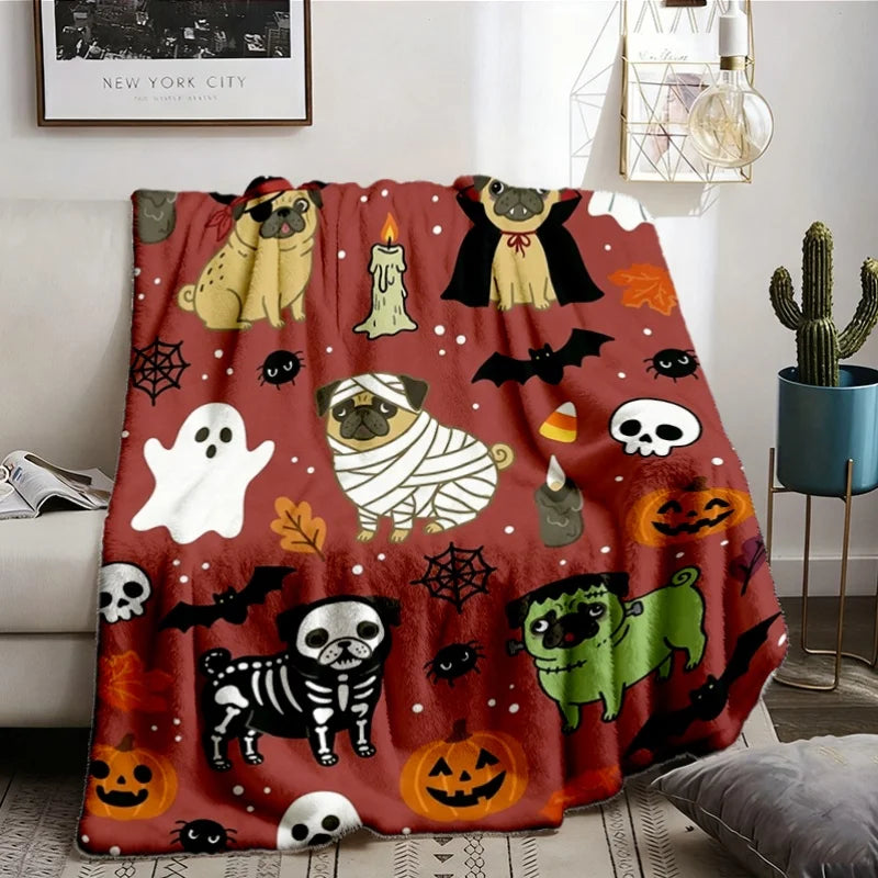 Halloween Character Flannel Throw Blanket for Sofa & Bed Decor