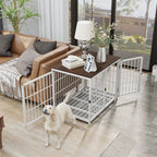Furniture-Style Dog Crate End Table – 3 Doors, Removable Tray, M, L or XL