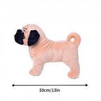 Lifelike Pug Plush Stuffed Toy | Fawn & Black Mask | Standing Pose | Wrinkle Detail | Self-Supporting | 33cm