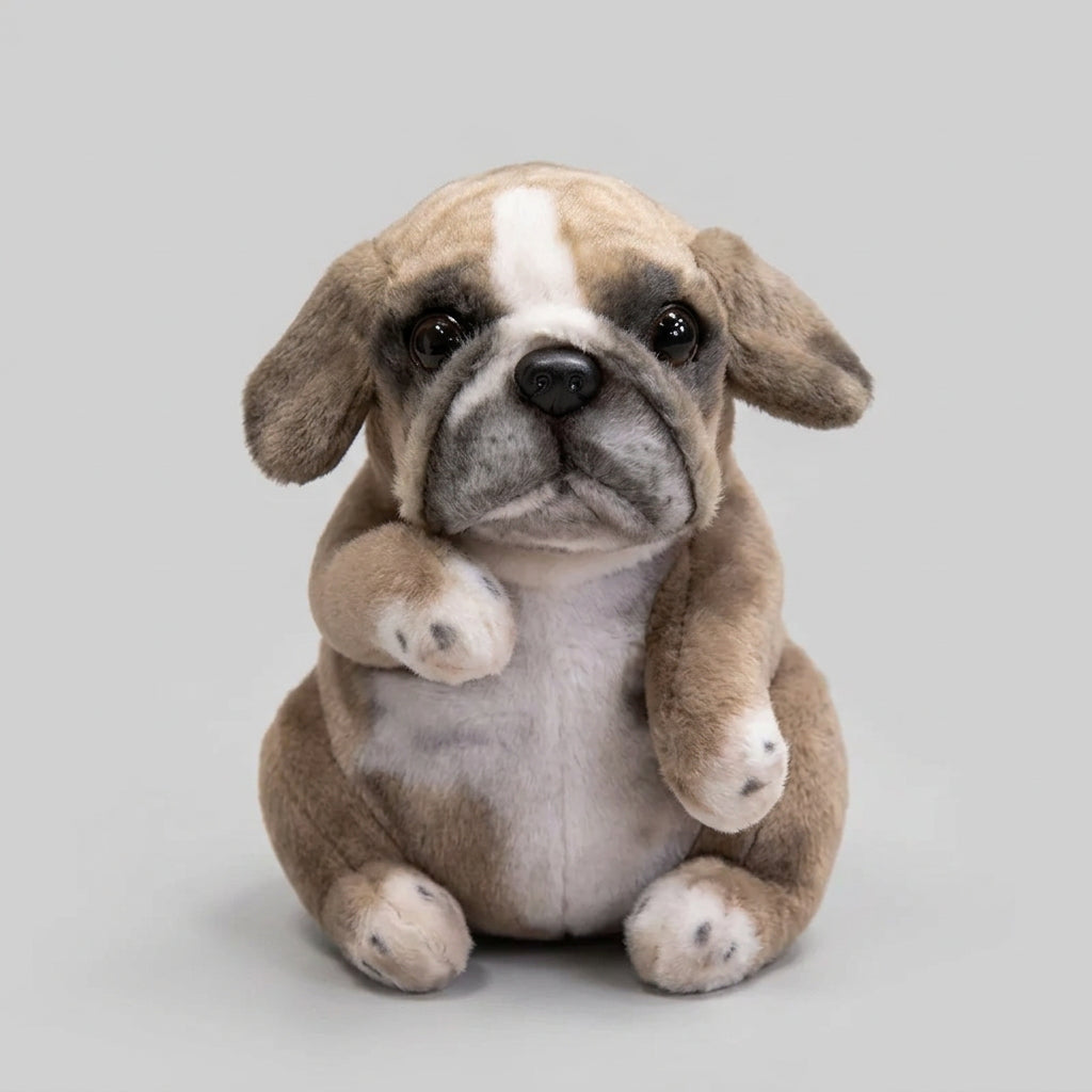 Lifelike English Bulldog Puppy Plush Stuffed Toy | 4 Coat Styles | Simulation Velvet | 20cm