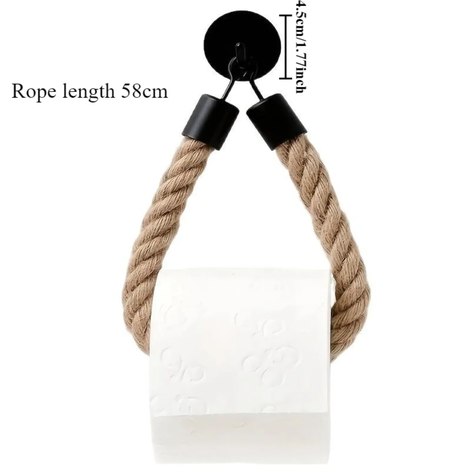 Retro Hemp Rope Toilet Roll Holder – Punchless Wall-Mounted Tissue Rack, 1pc or 2pcs