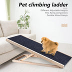 Solid Wood Folding Dog Ramp – Non-Slip Carpet, Height Adjustable, 70cm or 100cm
