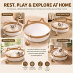Handwoven Cotton Rope Cat Basket | Cat Ear Handles | Ball Toy Included | 3 Sizes