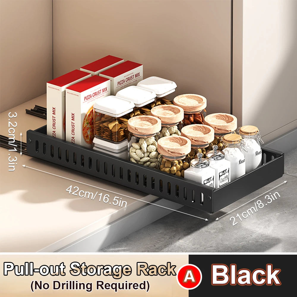 Pull-Out Pot and Pan Organiser with Sliding Rails – 8 Adjustable Compartments