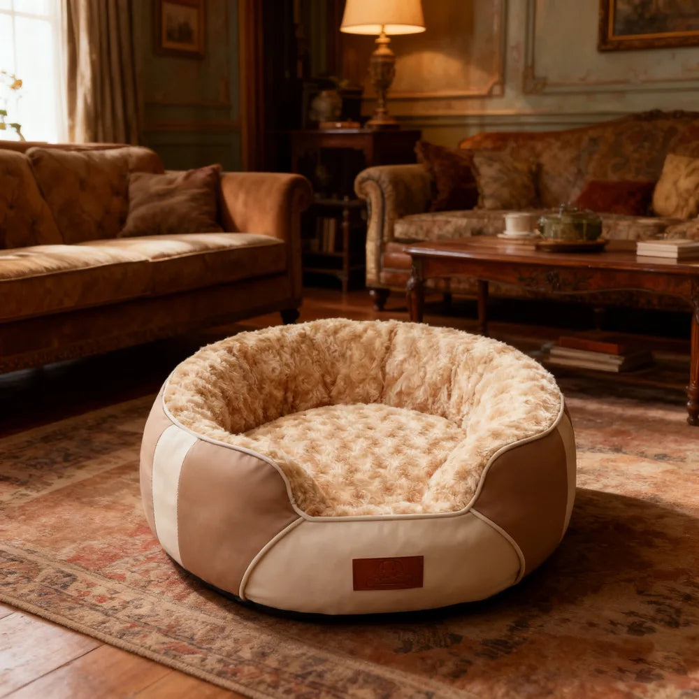 Thickened Insulated Round Cat Bed | Premium Plush | Deep Cushion | 2 Sizes | Pink, Purple, Coffee