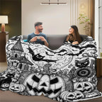 Halloween Pumpkin Flannel Throw Blanket for Sofa & Bed Decor