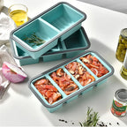 Silicone Compartment Lunch Box – Food-Grade, Microwave Safe, 2, 3 or 4 Grid, Blue