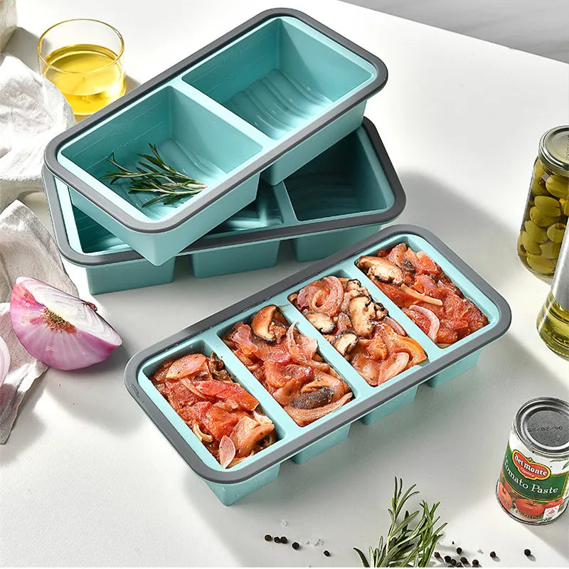 Silicone Compartment Lunch Box – Food-Grade, Microwave Safe, 2, 3 or 4 Grid, Blue