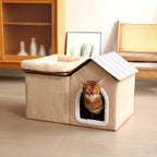 2-in-1 Cat House with Removable Top Bed