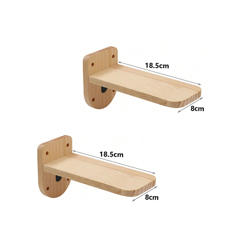 Wall-Mounted Wooden Cat Climbing Shelves – Modular Platforms, Scratching Posts & Hammock