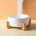 Ceramic Dog & Cat Bowl with Wooden Mat | Wide Mouth | 18 Styles