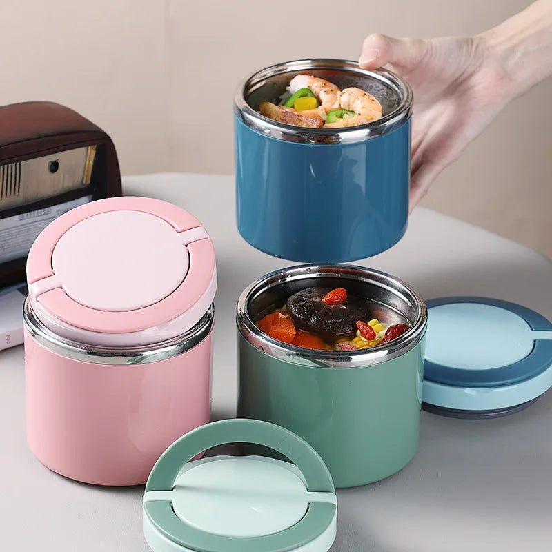 Insulated Stainless Steel Food Jar – Wide Mouth Thermos Soup Container, 630ml or 1000ml, Pink, Blue or Green