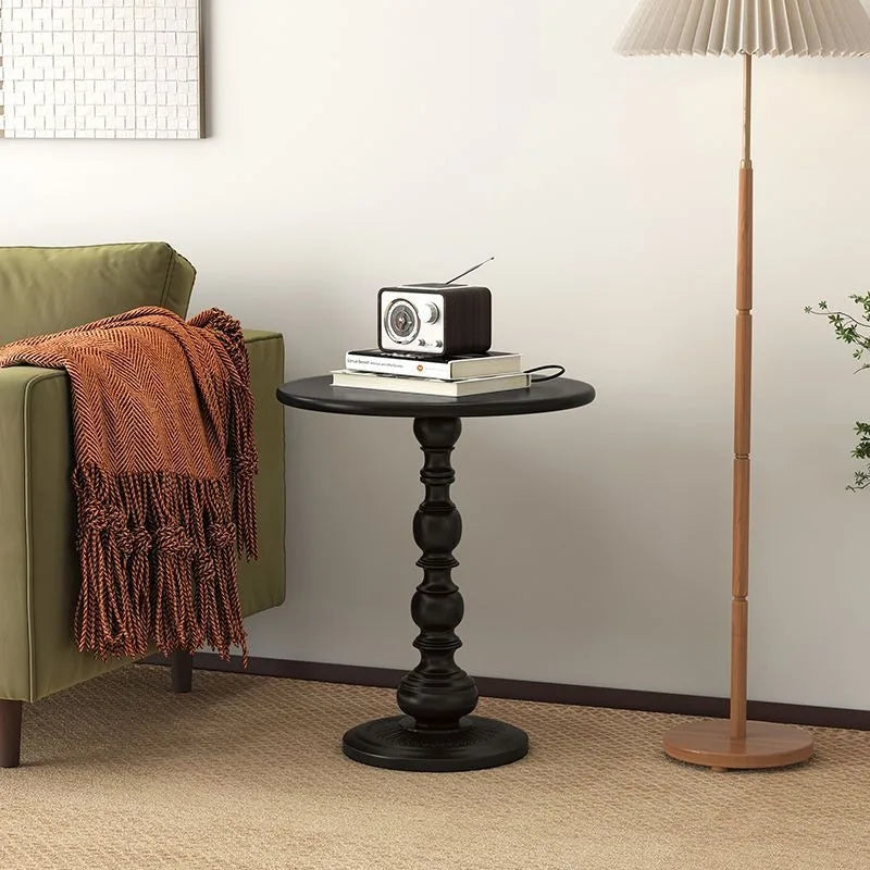 Round Wrought Iron Side Table | Vintage Nordic Style | Black | 40 cm