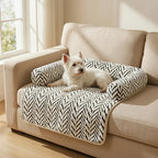 Zebra Print Bolster Pet Mat | Plush Dog & Cat Bed | Anti-Slip Sofa Protector | 2 Sizes