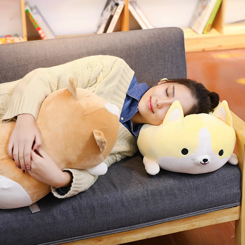 Kawaii Corgi Plush Pillow | Chubby Lying Pose | PP Cotton | 30cm | 3 Colours