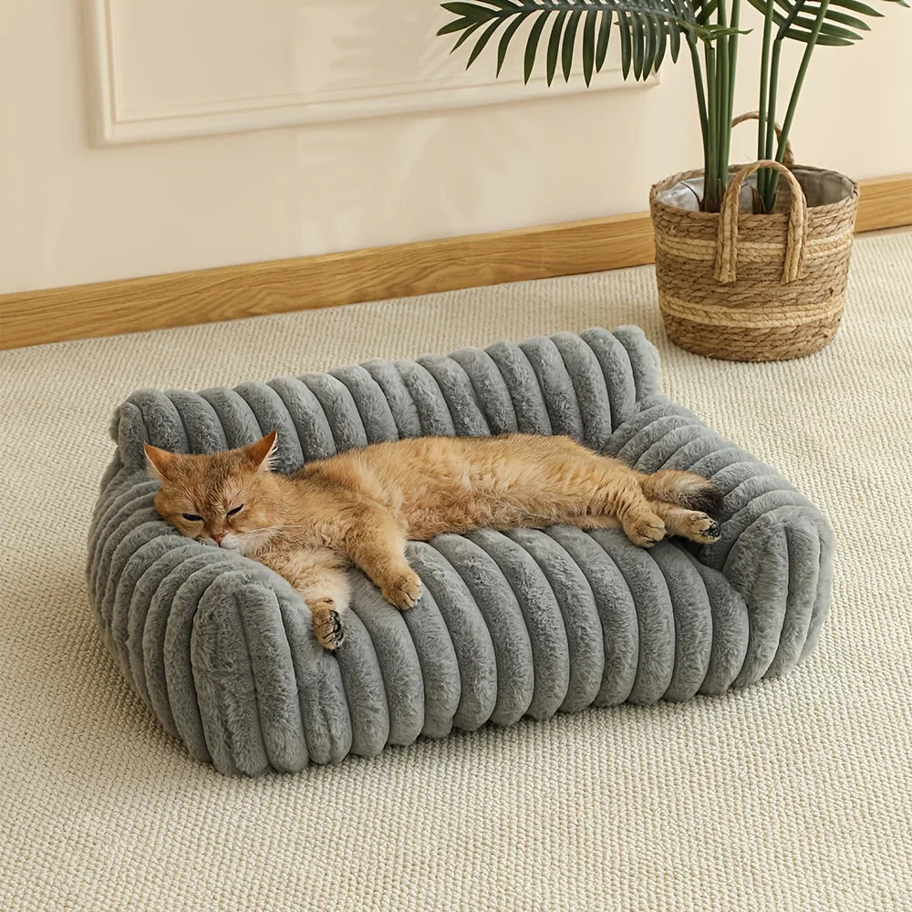 Plush Cat Sofa Bed | Deep Sleep Pet Basket | Cats & Small Dogs | 3 Sizes
