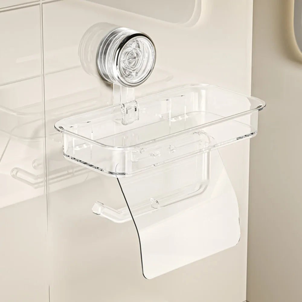 Suction Cup Toilet Paper Holder – No-Drill Wall Mount, PET & ABS, S or L