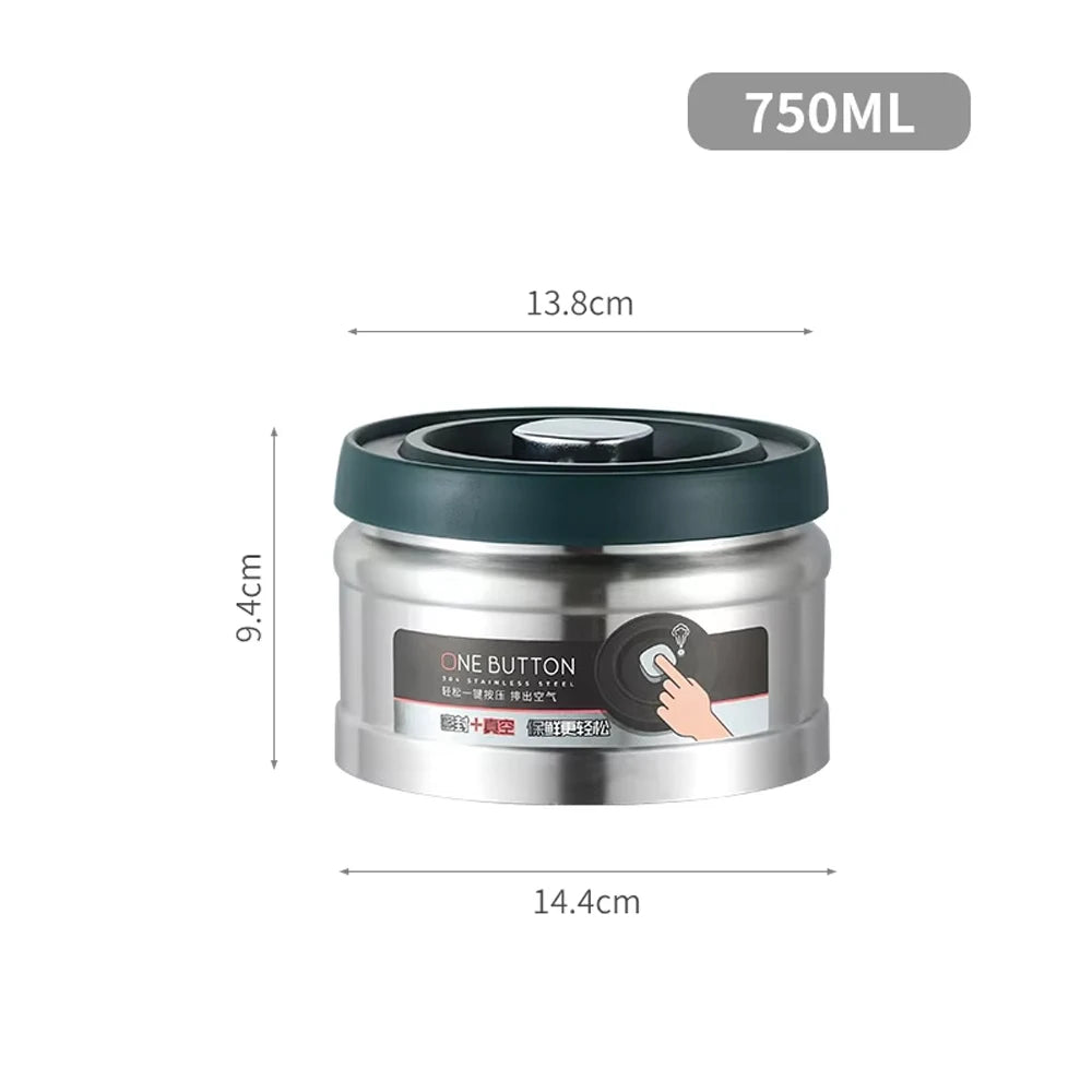 Stainless Steel Vacuum Airtight Coffee Canister – 750ml, 1100ml, 1600ml