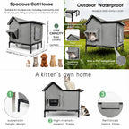 Raised Outdoor Cat House with Canopy Entrance