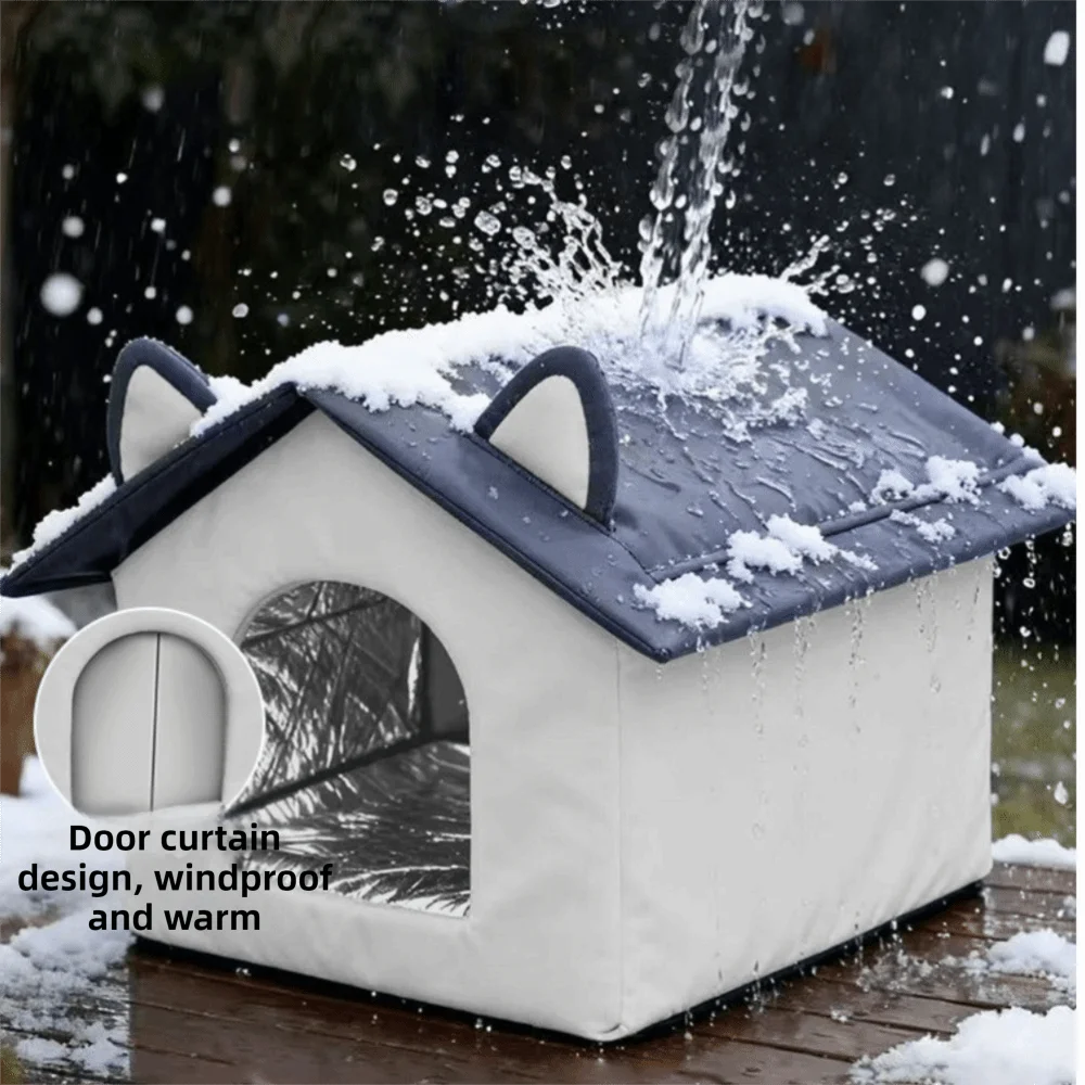 Insulated Outdoor Cat House – Windproof, Waterproof, Moisture-Proof Base, S–L